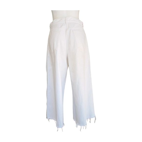 Rare SACAI Japan Calca Pantacourt White Cropped Wide Leg Jeans Size 3/US Large - Picture 8 of 12
